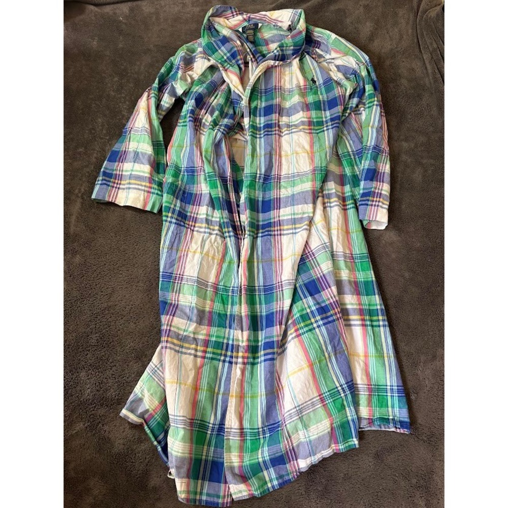 Polo Ralph Lauren Sleepwear Plaid Robe Mens S M Multi Color Woven Cotton
